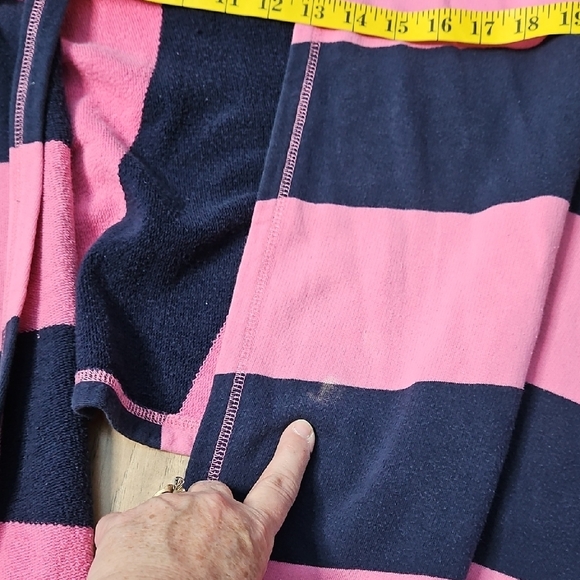 Lilly Pulitzer Women's Pink and Navy Terry Cloth Open Front Drape Cardigan Med - Picture 9 of 11